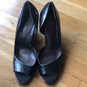 Dark Brown Ann Taylor platform open toe shoes